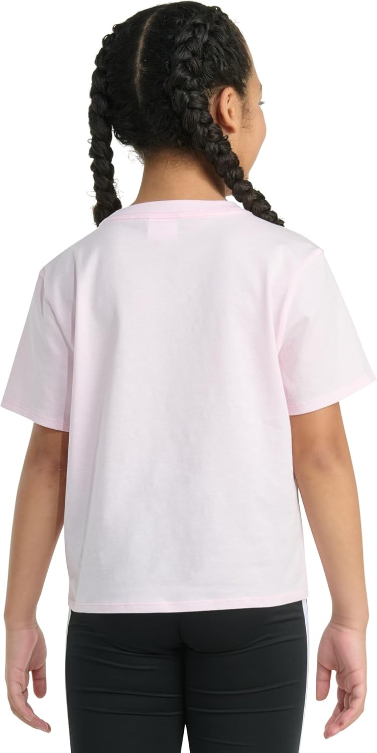 image:imageadidas Girls Short Sleeve Embroidered Logo TShirtClear Pink