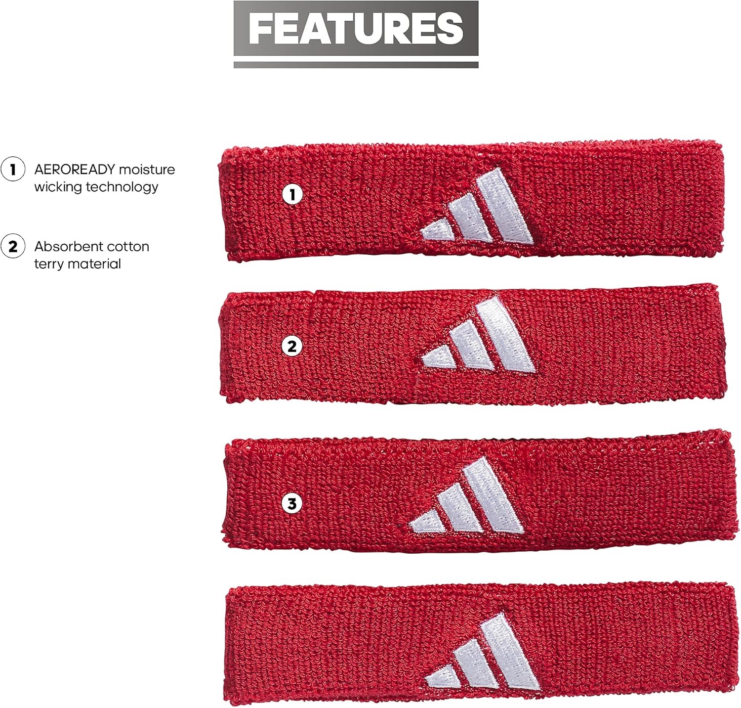 image:imageadidas Interval Muscle Bicep Band MultipackTeam Power Red 2White