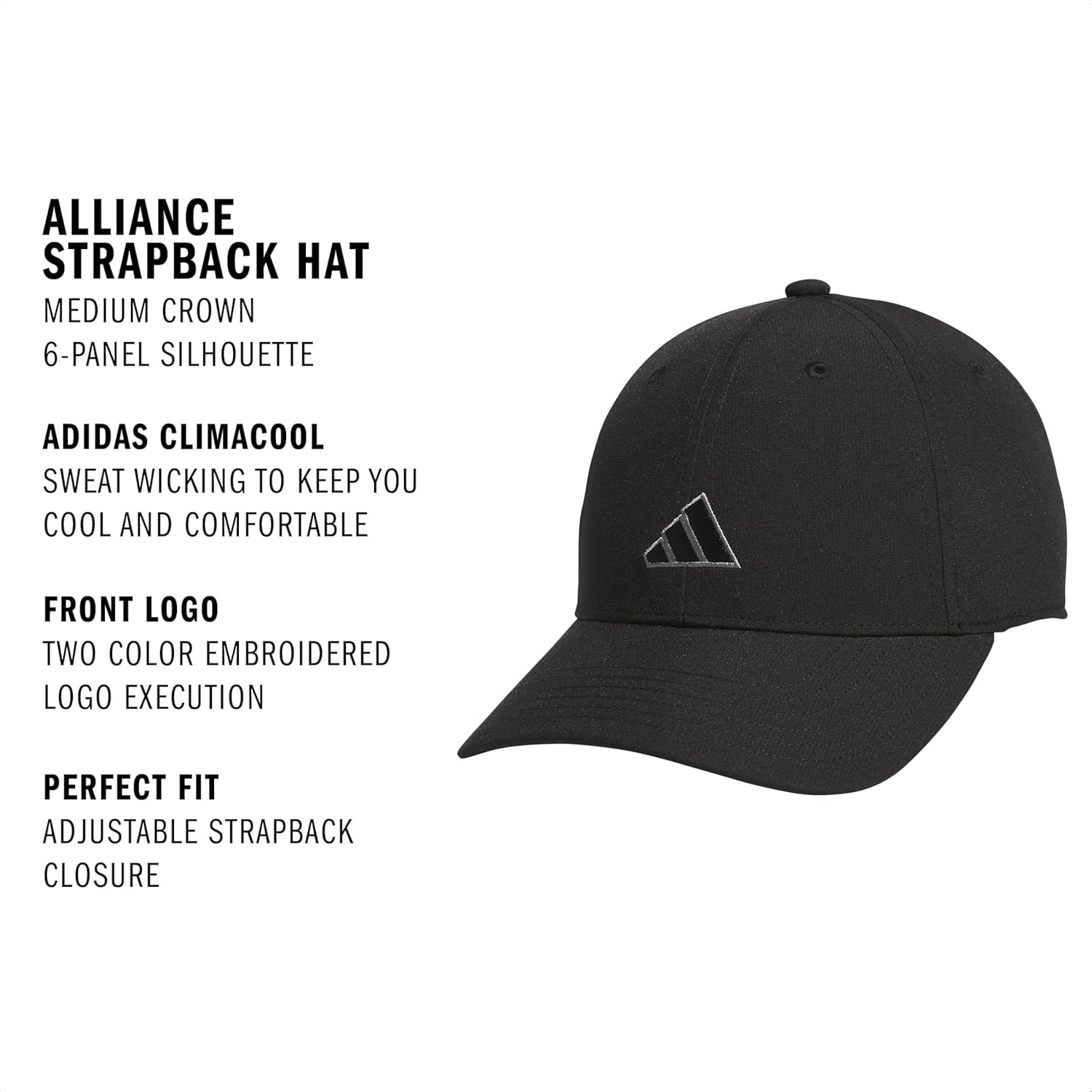 image:imageadidas Kids Alliance Strapback Hat Baseball Cap for Boys and GirlsBlackGrey