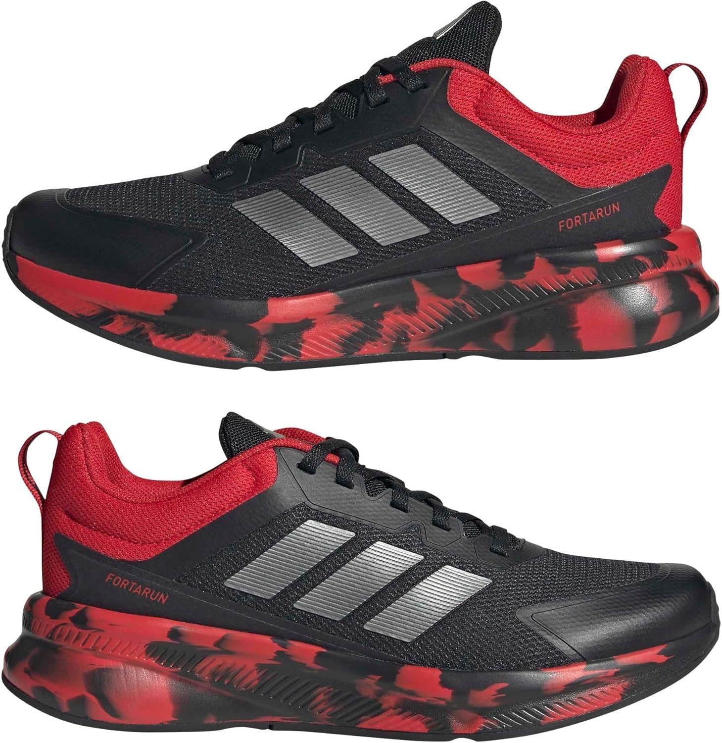 image:imageadidas Kids Fortarun 40 Little KidBlackIron MetallicBetter Scarlet