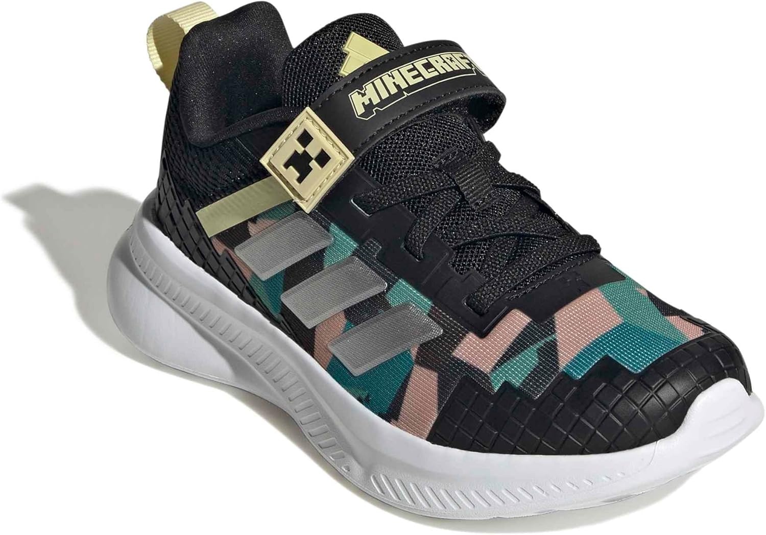 image:imageadidas Kids Fortarun 40 Little KidBlackMatte SilverDual YellowMinecraft