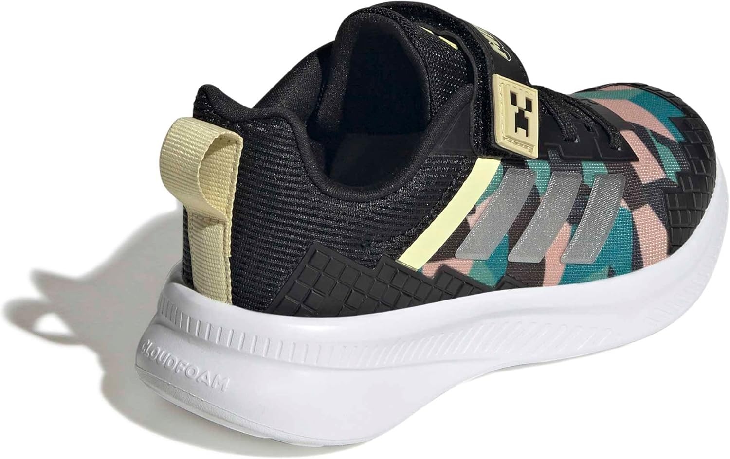 image:imageadidas Kids Fortarun 40 Little KidBlackMatte SilverDual YellowMinecraft