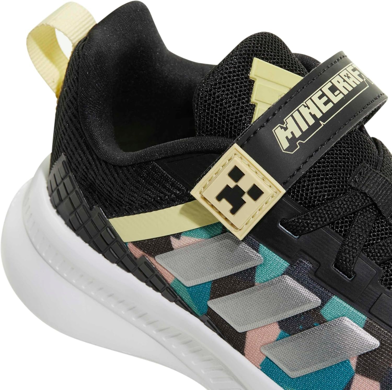 image:imageadidas Kids Fortarun 40 Little KidBlackMatte SilverDual YellowMinecraft