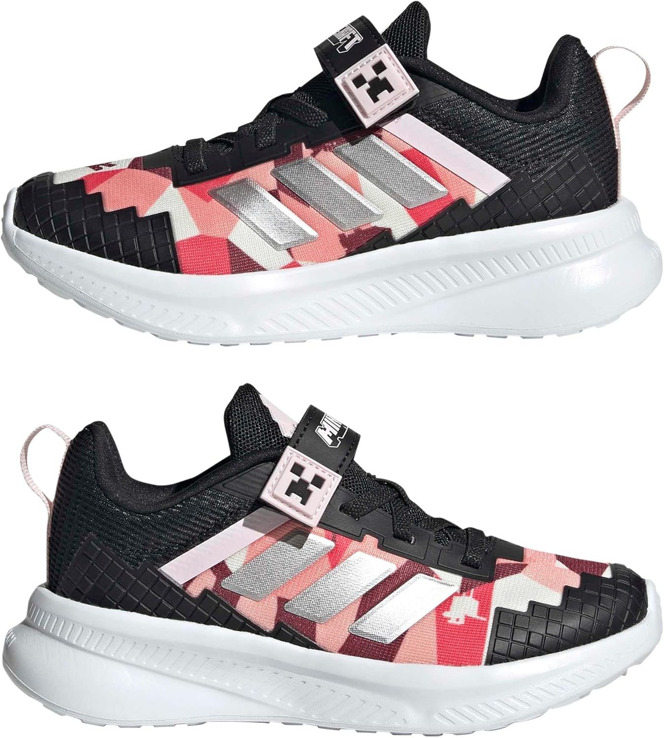 image:imageadidas Kids Fortarun 40 Little KidBlackSilver MetallicDistilled PinkMinecraft