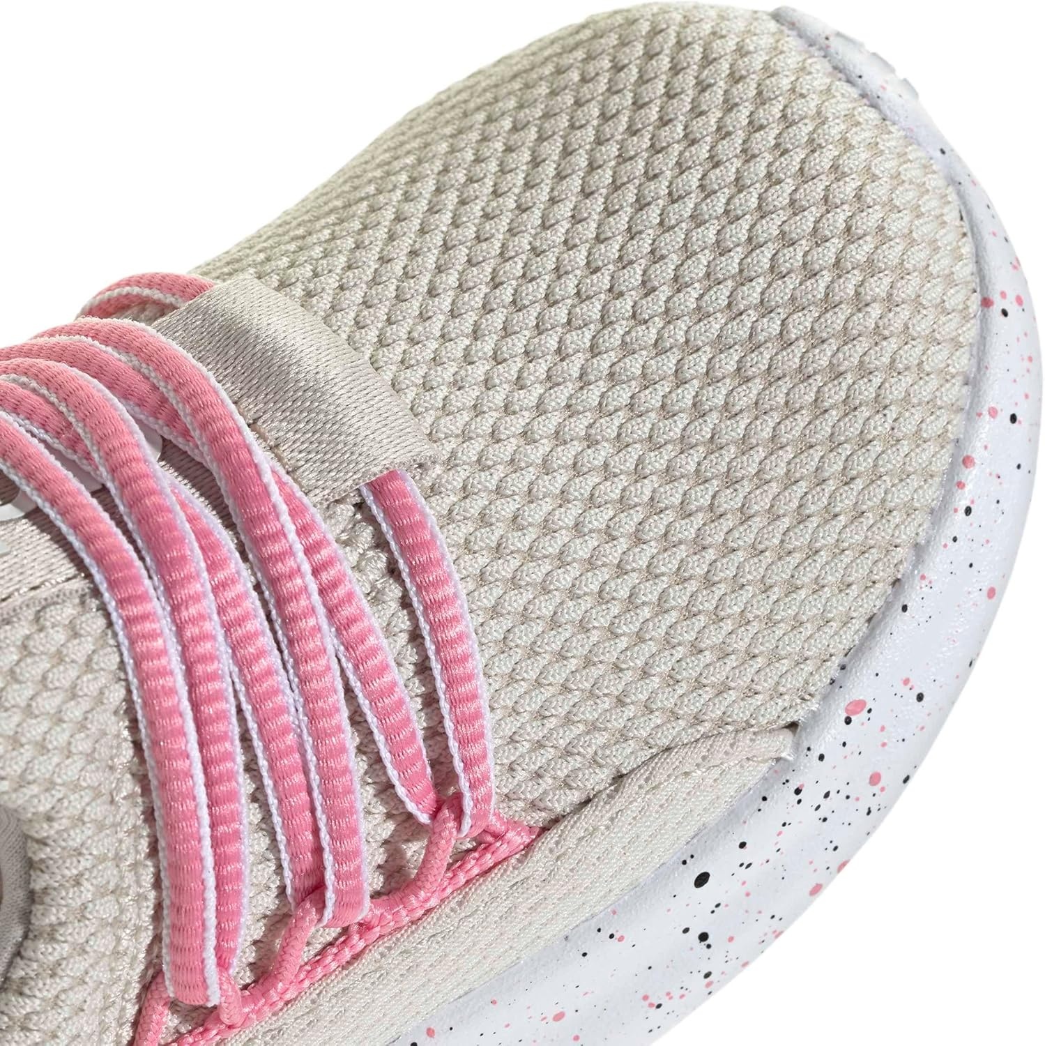 image:imageadidas Kids Girls Lite Racer Adapt 70 Lace Up Sneakers Shoes Casual BlackAluminaBliss PinkWonder Beige