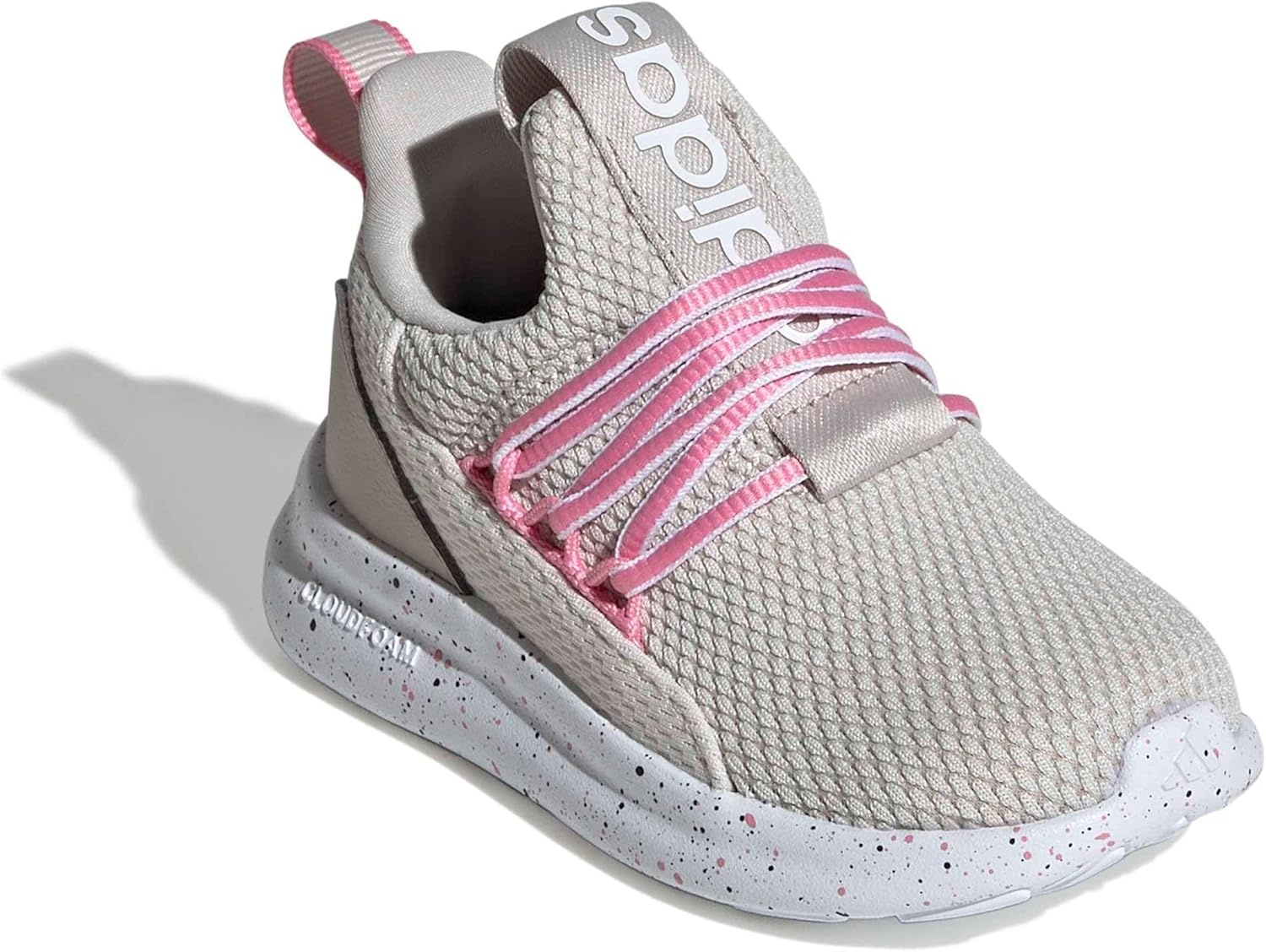 image:imageadidas Kids Girls Lite Racer Adapt 70 Lace Up Sneakers Shoes Casual BlackAluminaBliss PinkWonder Beige