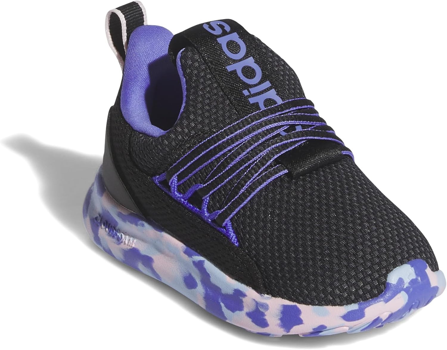 image:imageadidas Kids Girls Lite Racer Adapt 70 Lace Up Sneakers Shoes Casual BlackBlackClear PinkCobalt Blue