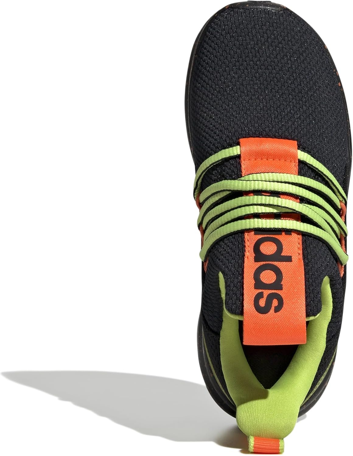 image:imageadidas Kids Girls Lite Racer Adapt 70 Lace Up Sneakers Shoes Casual BlackBlackImpact OrangeSolar Slime