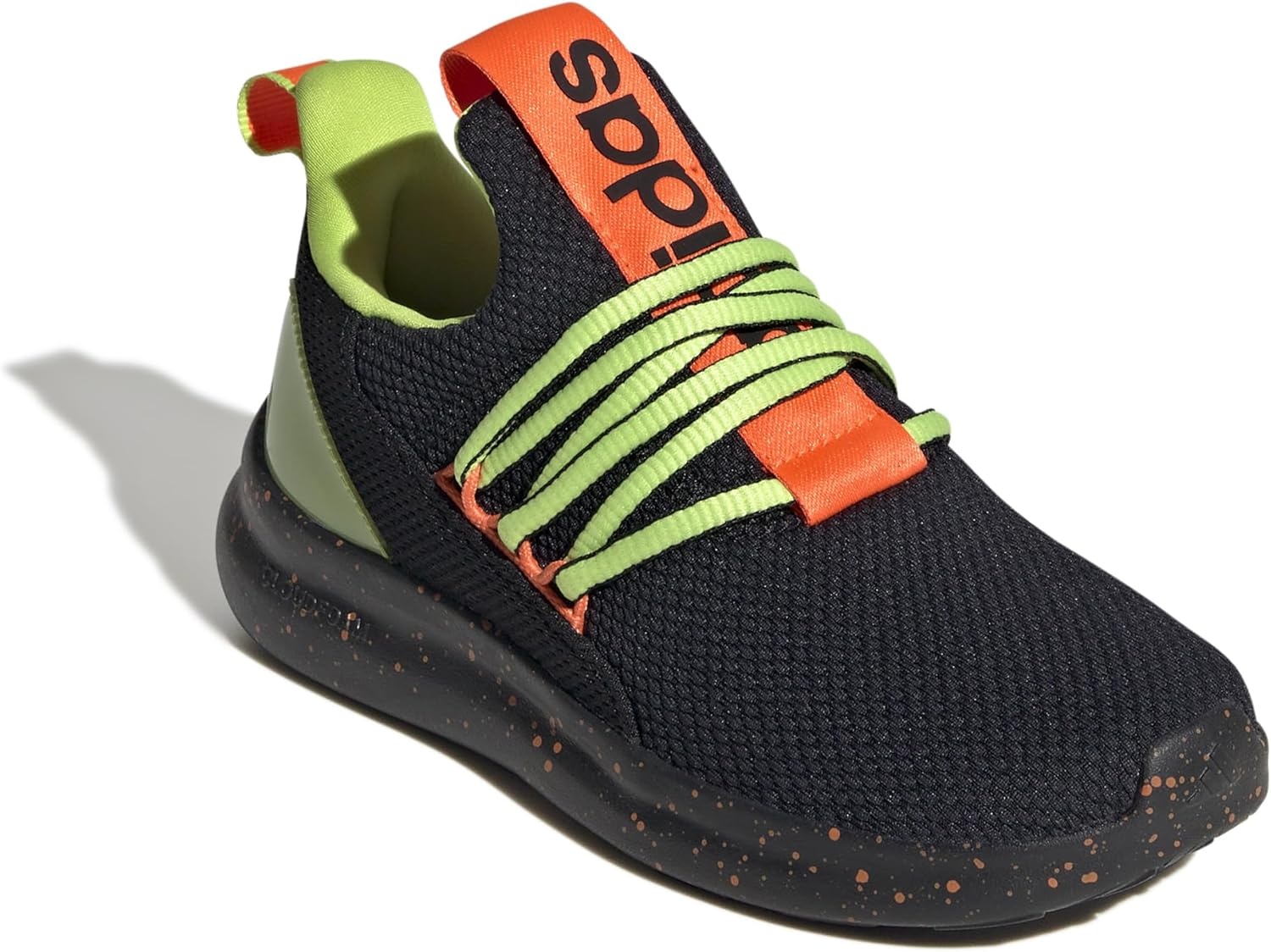 image:imageadidas Kids Girls Lite Racer Adapt 70 Lace Up Sneakers Shoes Casual BlackBlackImpact OrangeSolar Slime