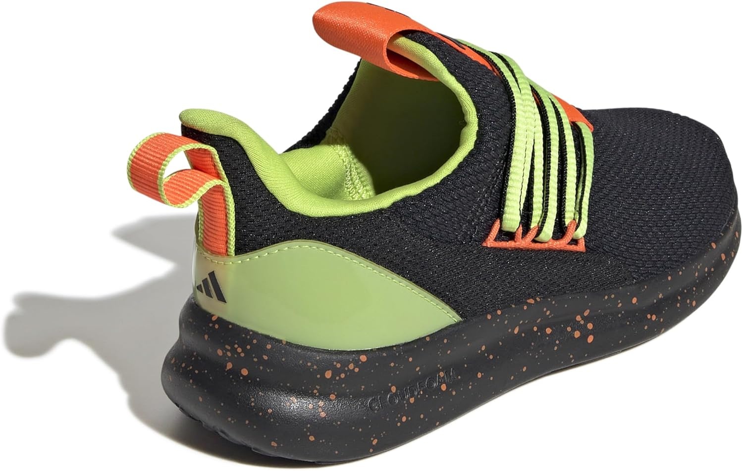 image:imageadidas Kids Girls Lite Racer Adapt 70 Lace Up Sneakers Shoes Casual BlackBlackImpact OrangeSolar Slime