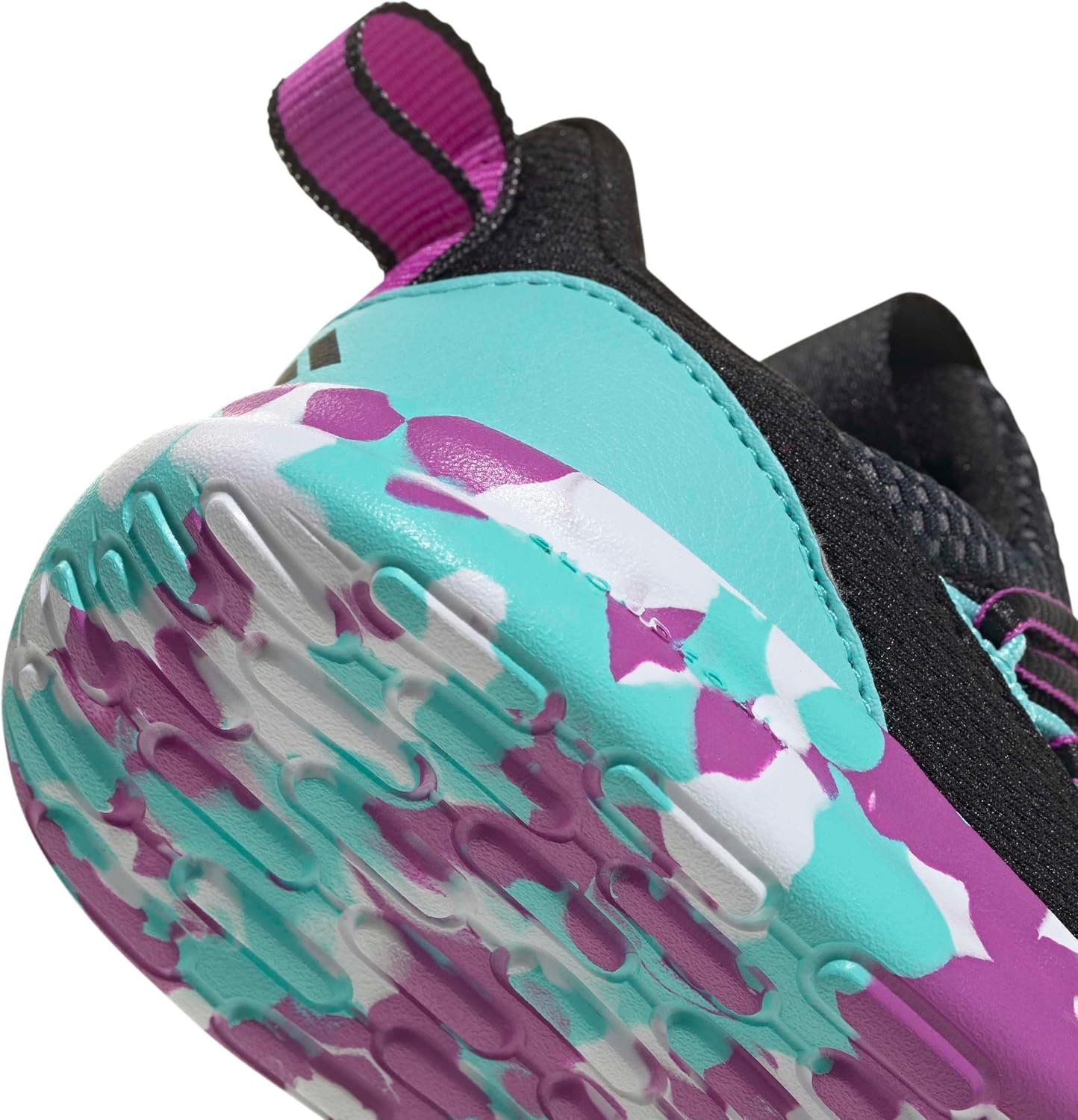 image:imageadidas Kids Girls Lite Racer Adapt 70 Lace Up Sneakers Shoes Casual BlackBlackPurple BurstFlash Aqua