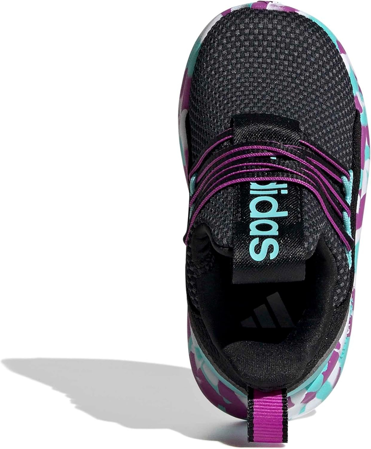image:imageadidas Kids Girls Lite Racer Adapt 70 Lace Up Sneakers Shoes Casual BlackBlackPurple BurstFlash Aqua