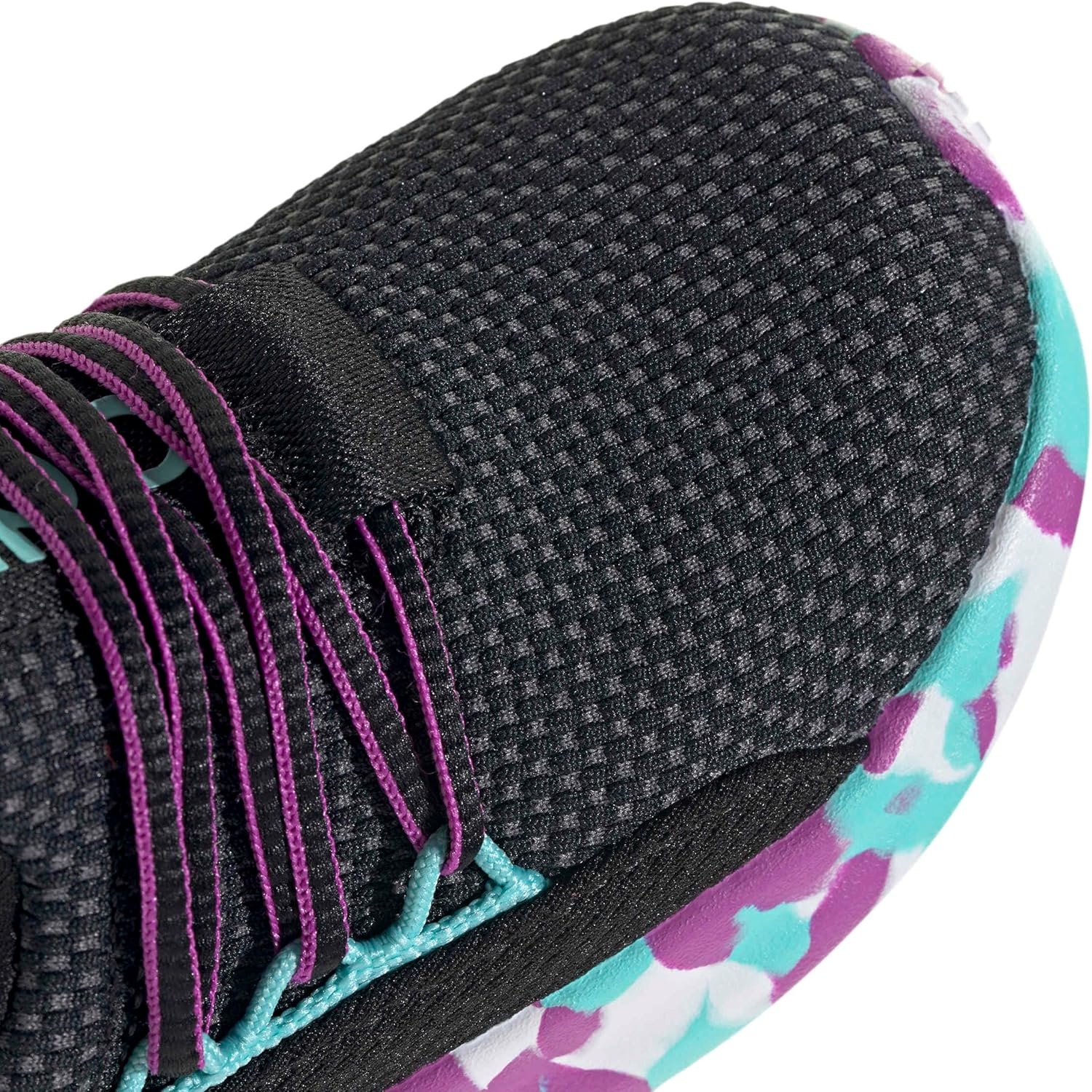 image:imageadidas Kids Girls Lite Racer Adapt 70 Lace Up Sneakers Shoes Casual BlackBlackPurple BurstFlash Aqua
