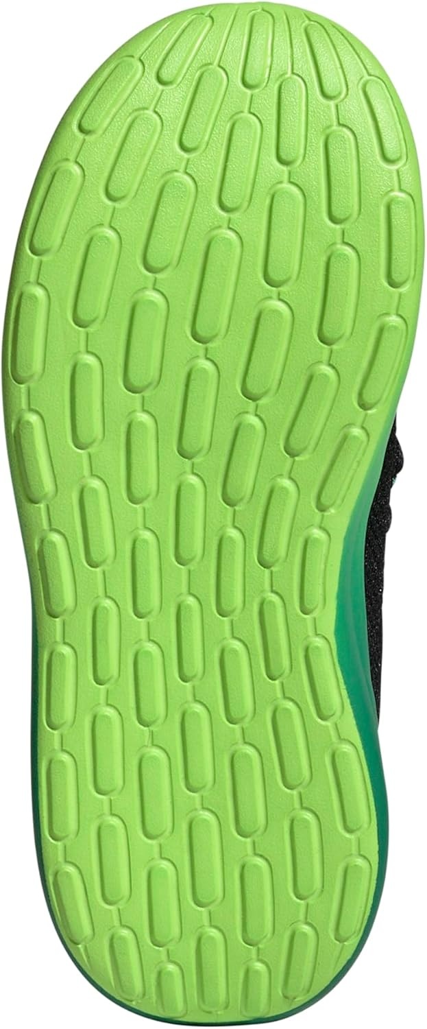 image:imageadidas Kids Girls Lite Racer Adapt 70 Lace Up Sneakers Shoes Casual BlackBlackSemi Court GreenSolar Slime
