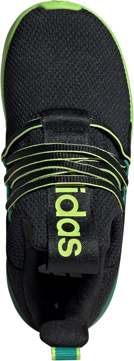 image:imageadidas Kids Girls Lite Racer Adapt 70 Lace Up Sneakers Shoes Casual BlackBlackSemi Court GreenSolar Slime