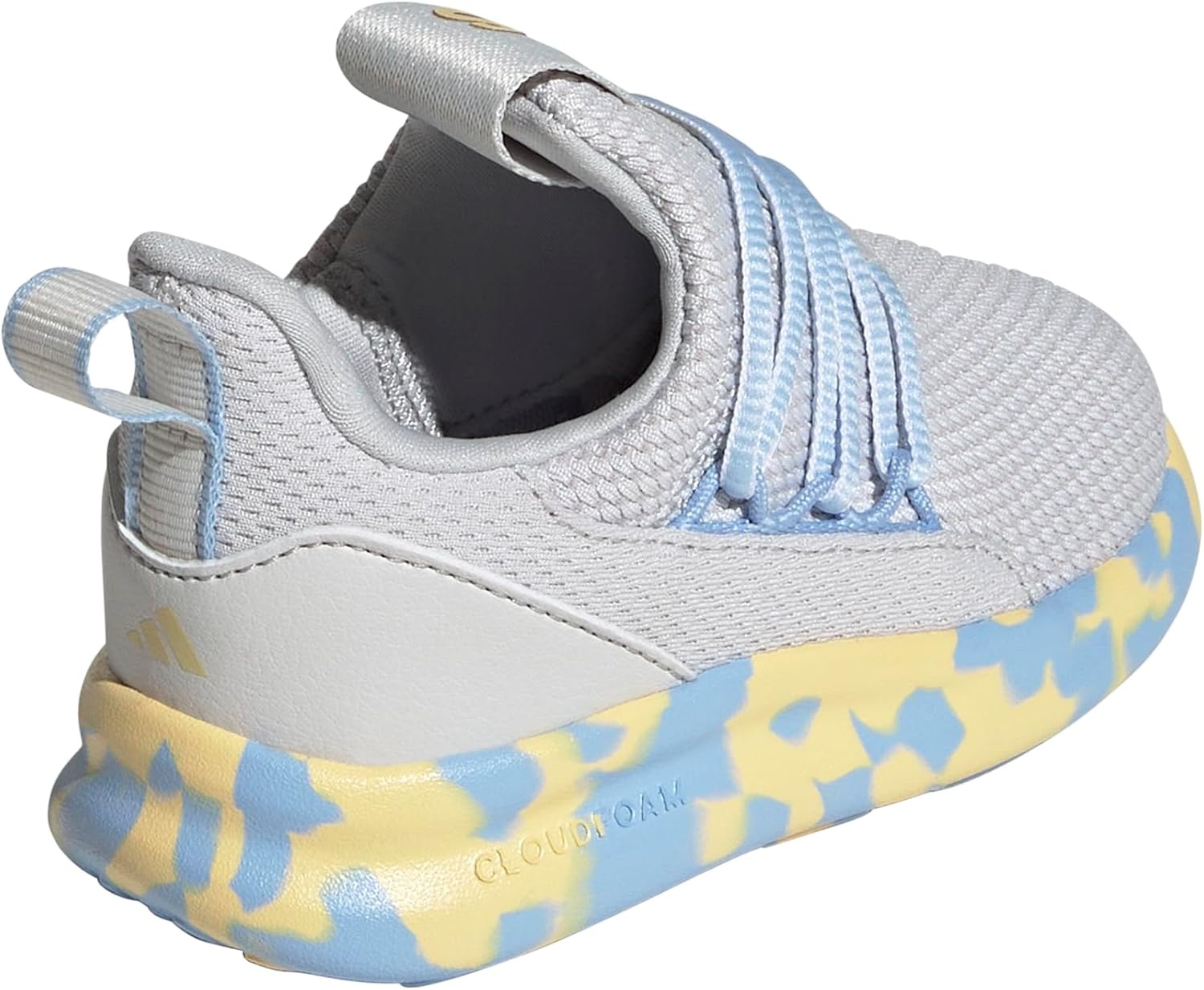 image:imageadidas Kids Girls Lite Racer Adapt 70 Lace Up Sneakers Shoes Casual BlackGrey OneOrange TintGlow Blue