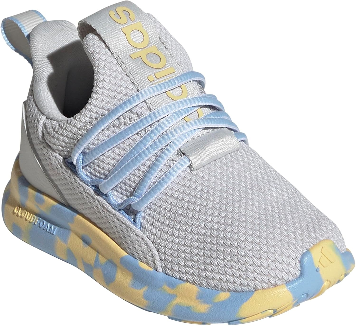image:imageadidas Kids Girls Lite Racer Adapt 70 Lace Up Sneakers Shoes Casual BlackGrey OneOrange TintGlow Blue