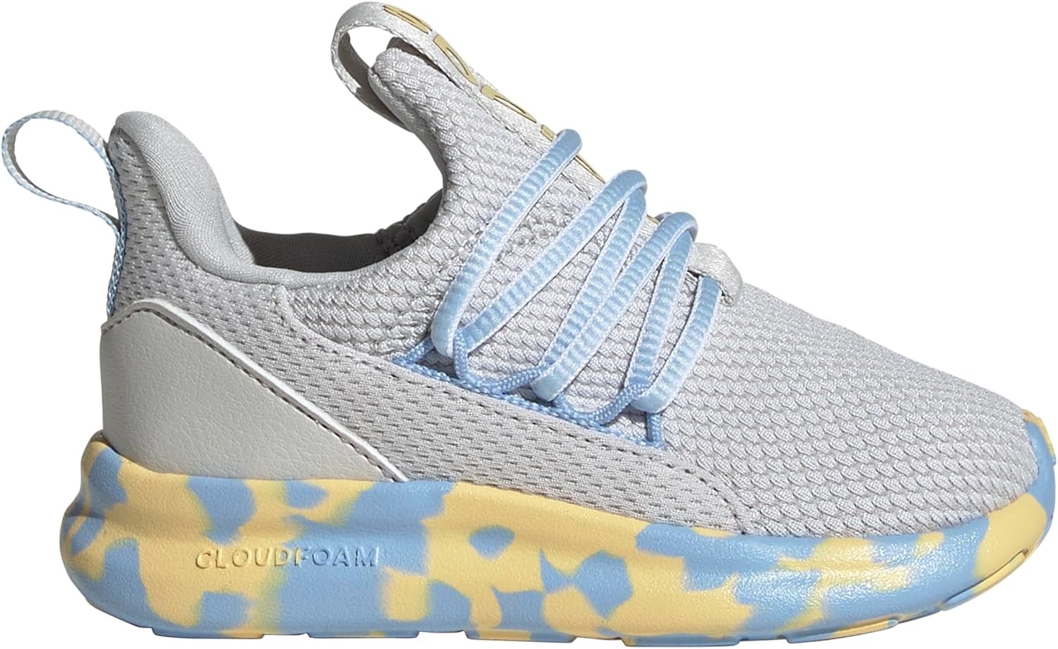 image:imageadidas Kids Girls Lite Racer Adapt 70 Lace Up Sneakers Shoes Casual BlackGrey OneOrange TintGlow Blue