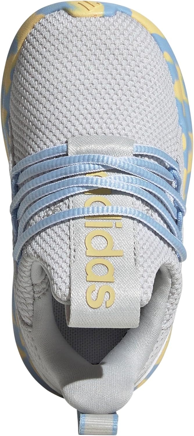image:imageadidas Kids Girls Lite Racer Adapt 70 Lace Up Sneakers Shoes Casual BlackGrey OneOrange TintGlow Blue