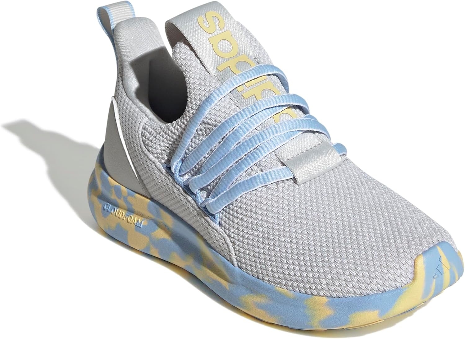 image:imageadidas Kids Girls Lite Racer Adapt 70 Lace Up Sneakers Shoes Casual BlackGreyOrange TintBlue