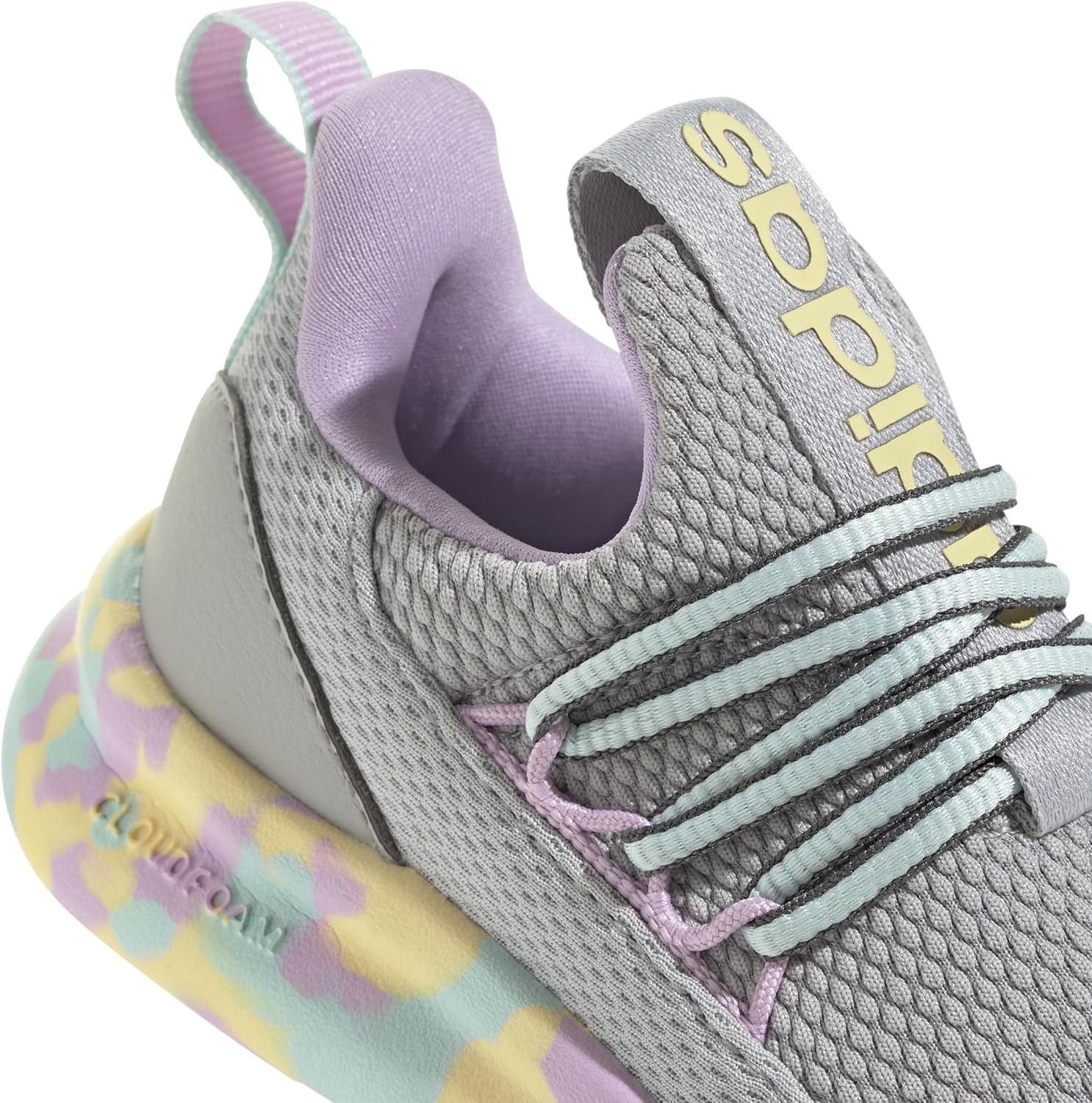 image:imageadidas Kids Girls Lite Racer Adapt 70 Lace Up Sneakers Shoes Casual BlackGreySemi Flash AquaBliss Lilac
