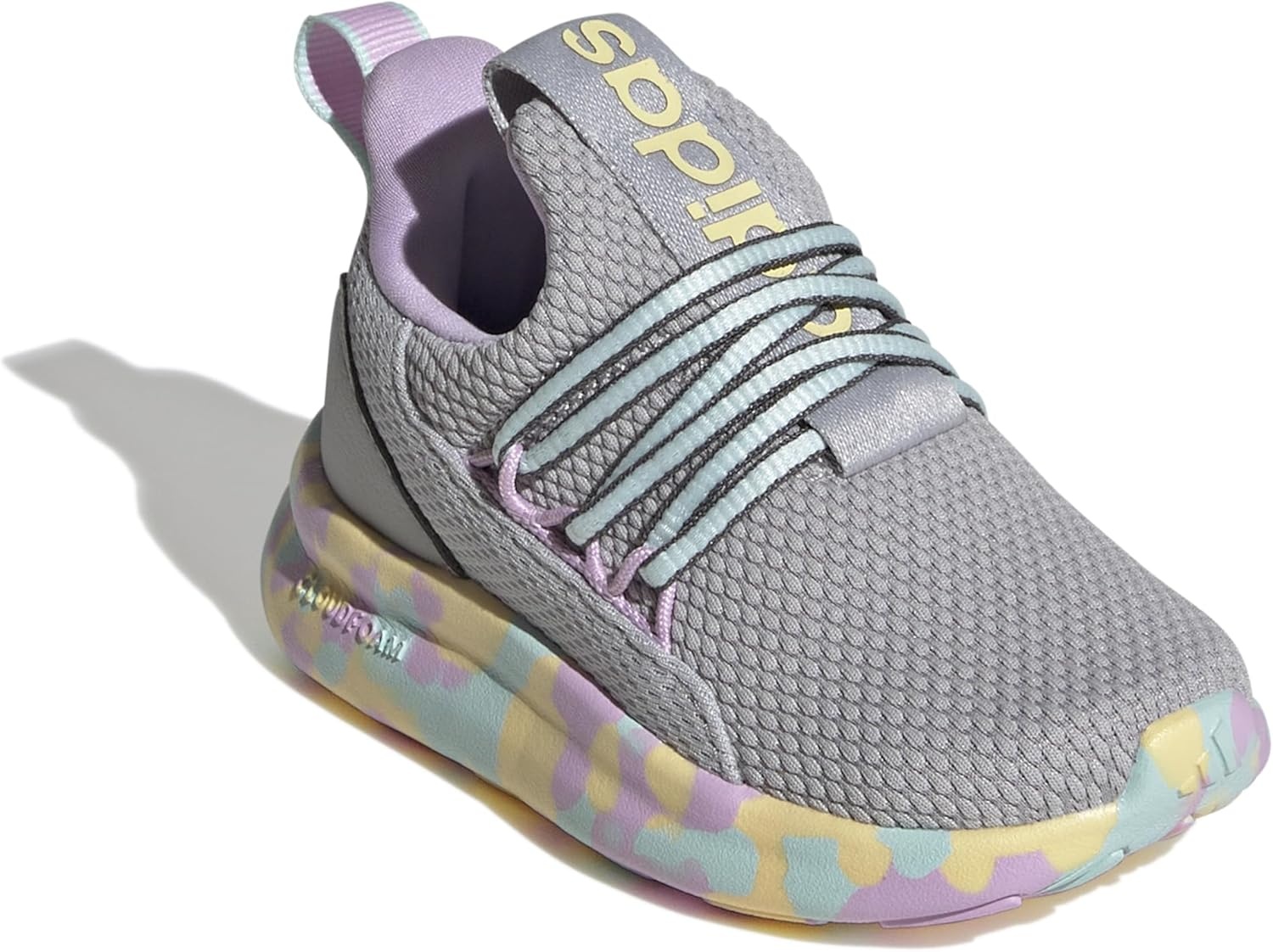 image:imageadidas Kids Girls Lite Racer Adapt 70 Lace Up Sneakers Shoes Casual BlackGreySemi Flash AquaBliss Lilac