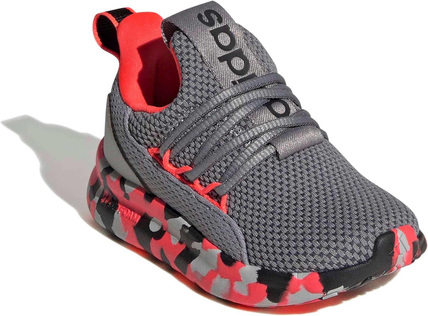 image:imageadidas Kids Girls Lite Racer Adapt 70 Lace Up Sneakers Shoes Casual BlackGreySolar RedGrey