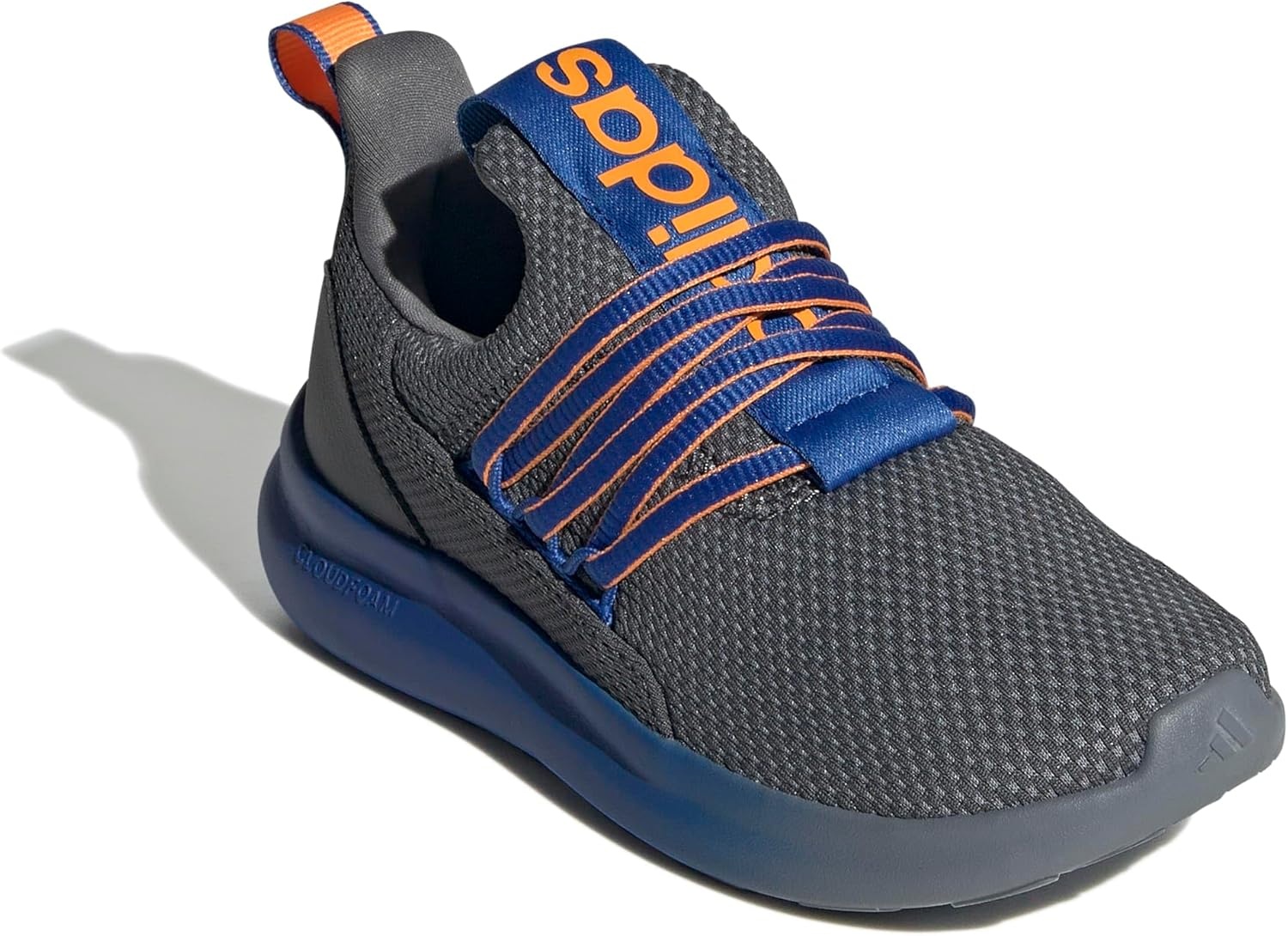 image:imageadidas Kids Girls Lite Racer Adapt 70 Lace Up Sneakers Shoes Casual BlackGreyTeam Royal BlueCrew Orange