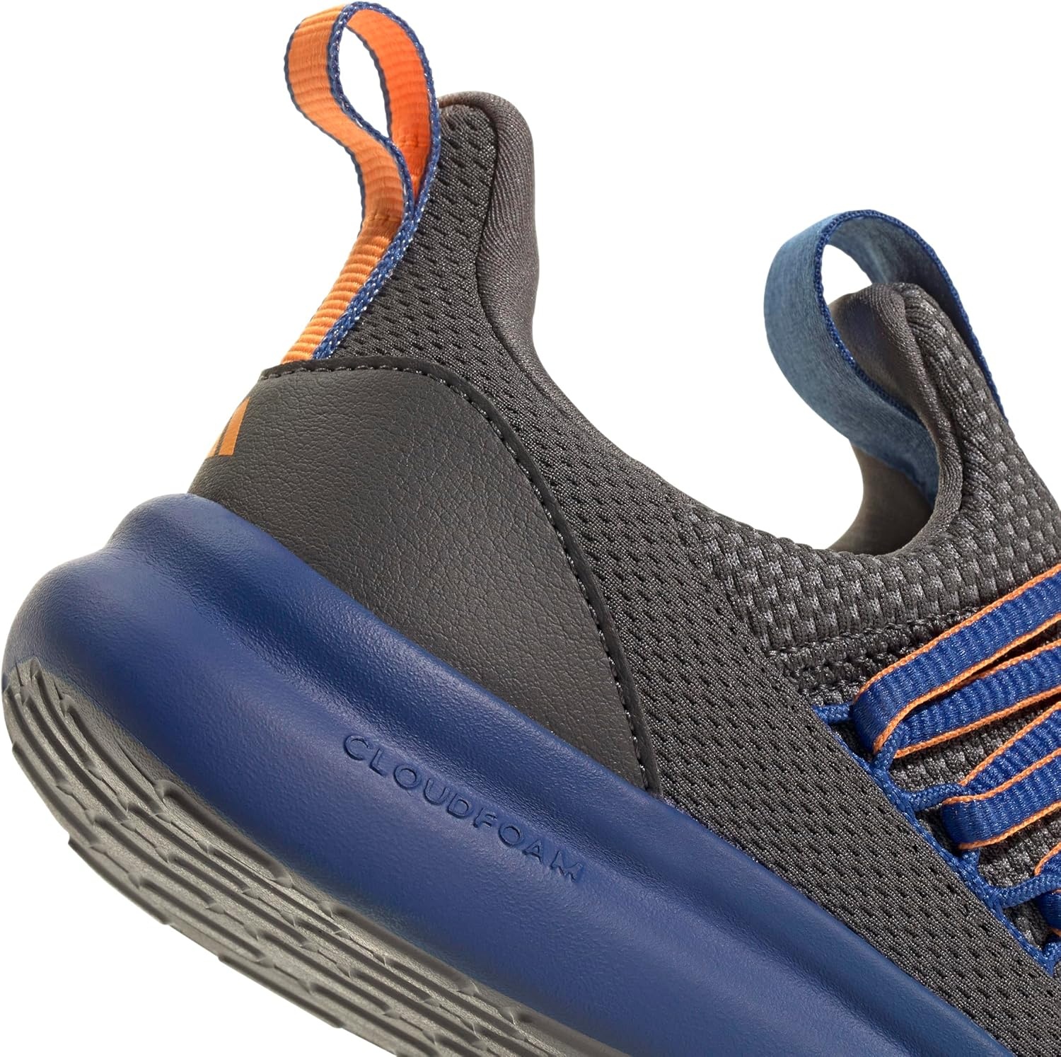 image:imageadidas Kids Girls Lite Racer Adapt 70 Lace Up Sneakers Shoes Casual BlackGreyTeam Royal BlueCrew Orange