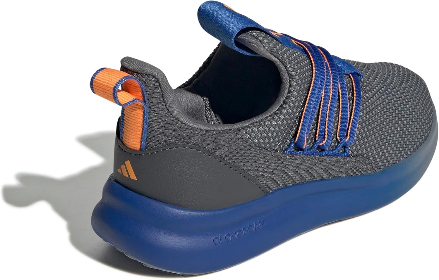 image:imageadidas Kids Girls Lite Racer Adapt 70 Lace Up Sneakers Shoes Casual BlackGreyTeam Royal BlueCrew Orange