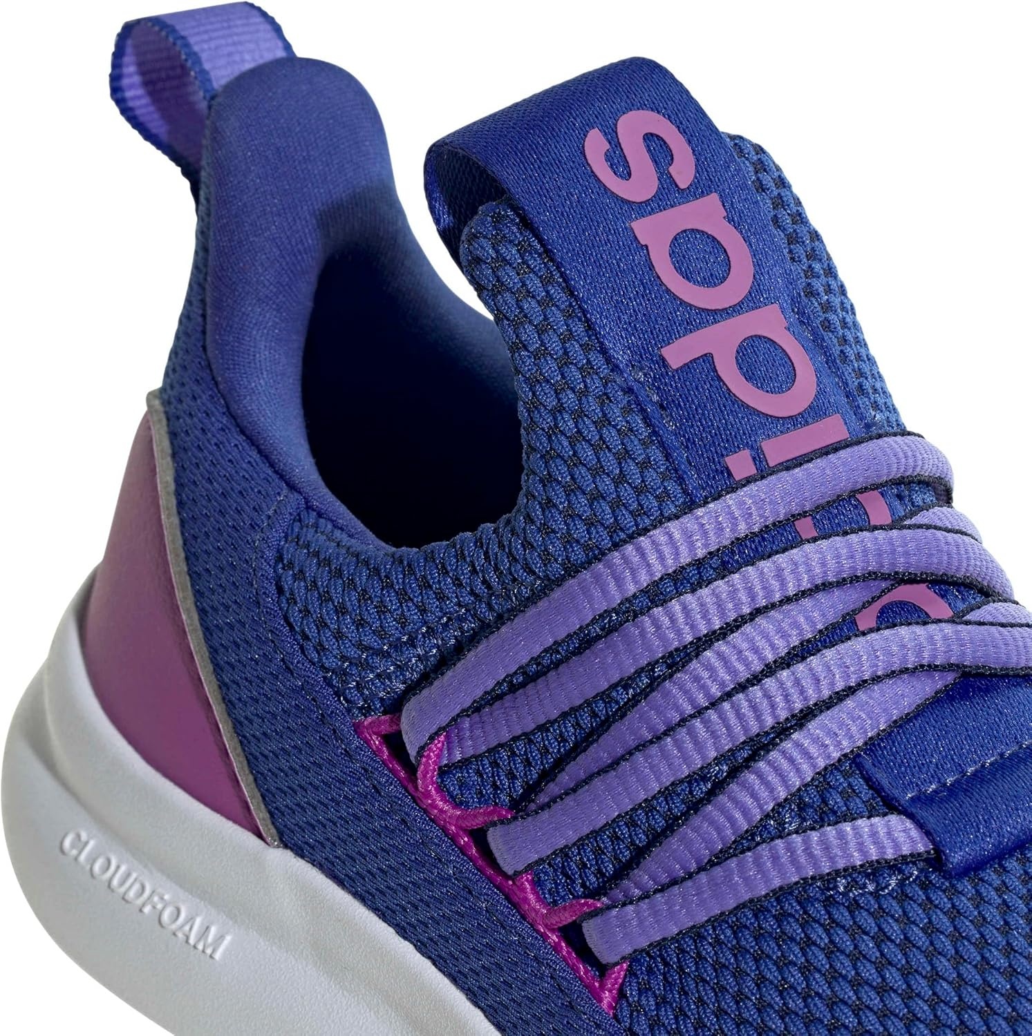 image:imageadidas Kids Girls Lite Racer Adapt 70 Lace Up Sneakers Shoes Casual BlackSemi Lucid BluePurple BurstCobalt Blue
