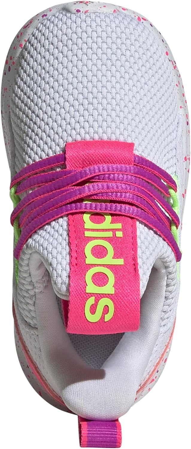 image:imageadidas Kids Girls Lite Racer Adapt 70 Lace Up Sneakers Shoes Casual BlackWhiteLucid LemonLucid Pink