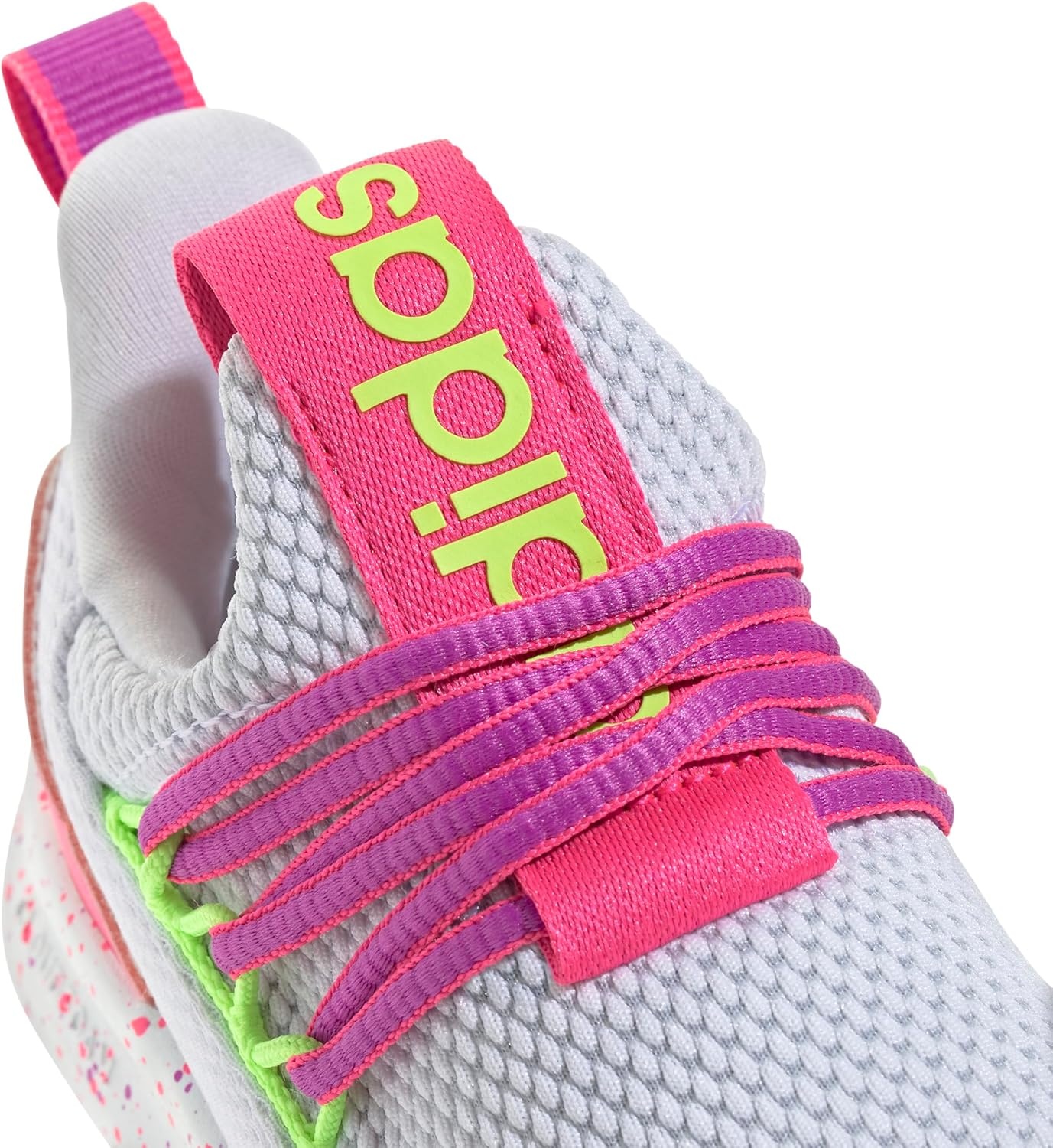 image:imageadidas Kids Girls Lite Racer Adapt 70 Lace Up Sneakers Shoes Casual BlackWhiteLucid LemonLucid Pink