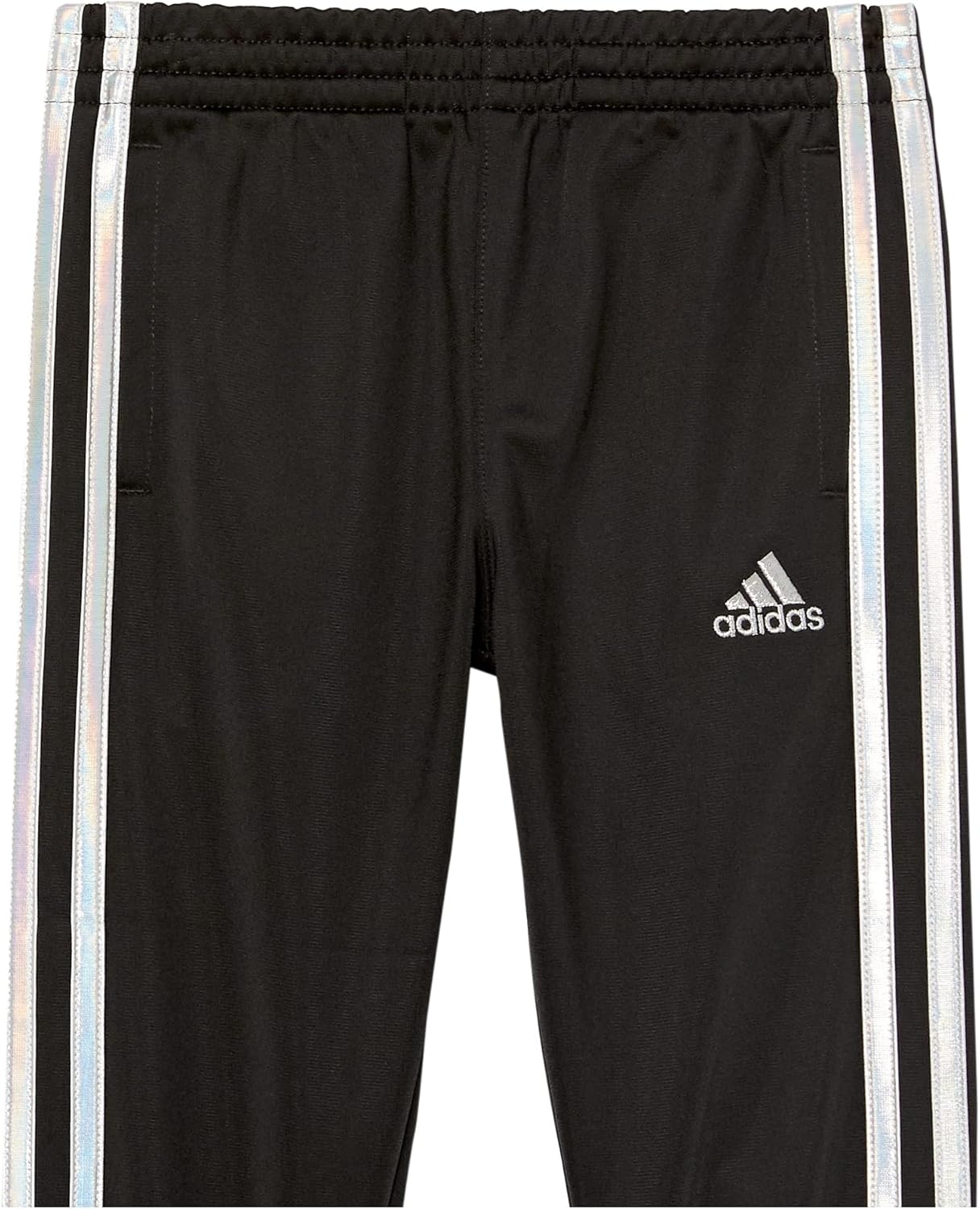 image:imageadidas Little Girls Zip Front Classic Tricot Jacket and Joggers SetBlackSilver