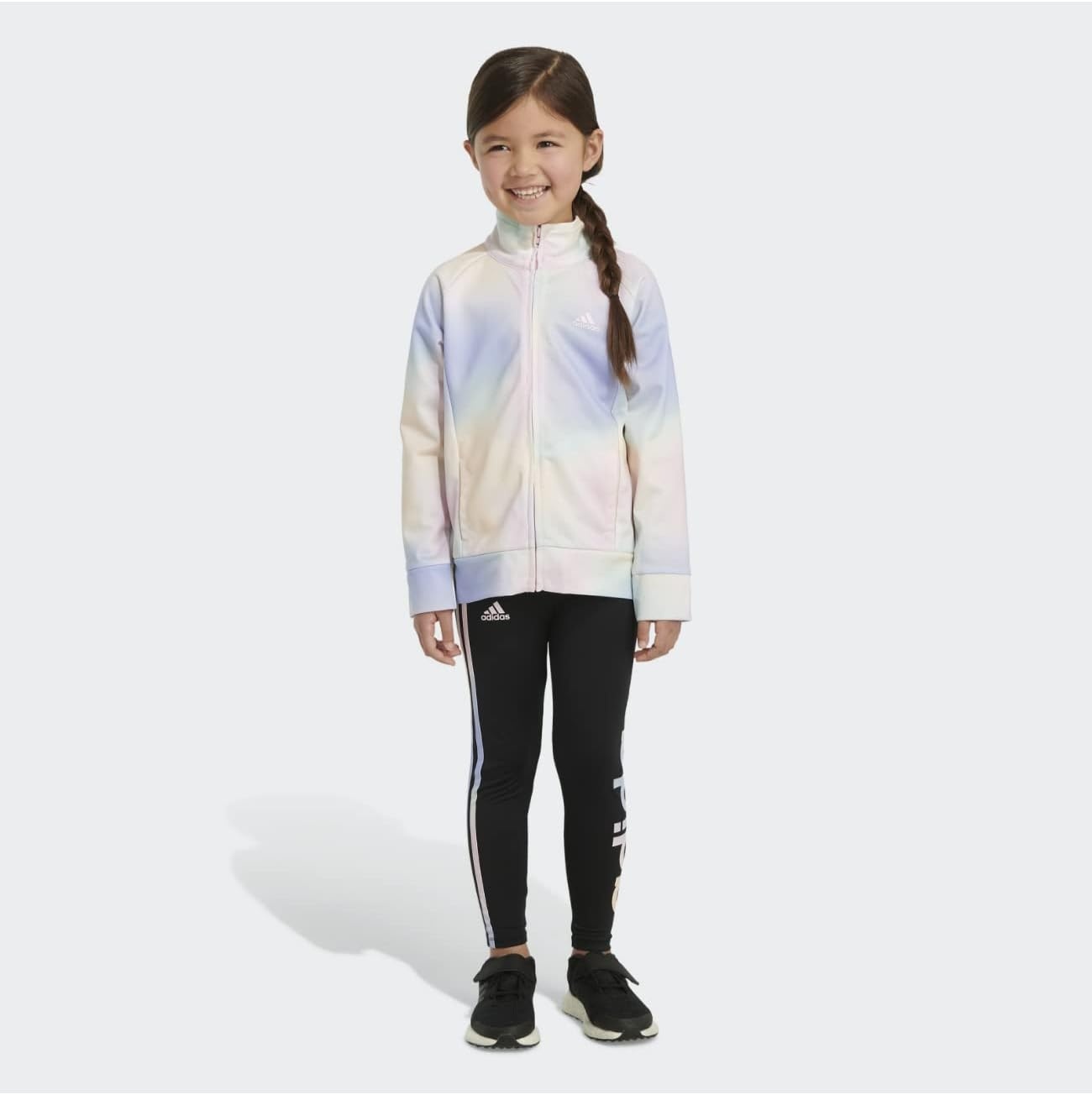 image:imageadidas Little Girls Zip Front Classic Tricot Jacket and Joggers SetPink With Multicolor