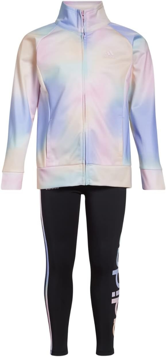 image:imageadidas Little Girls Zip Front Classic Tricot Jacket and Joggers SetPink With Multicolor