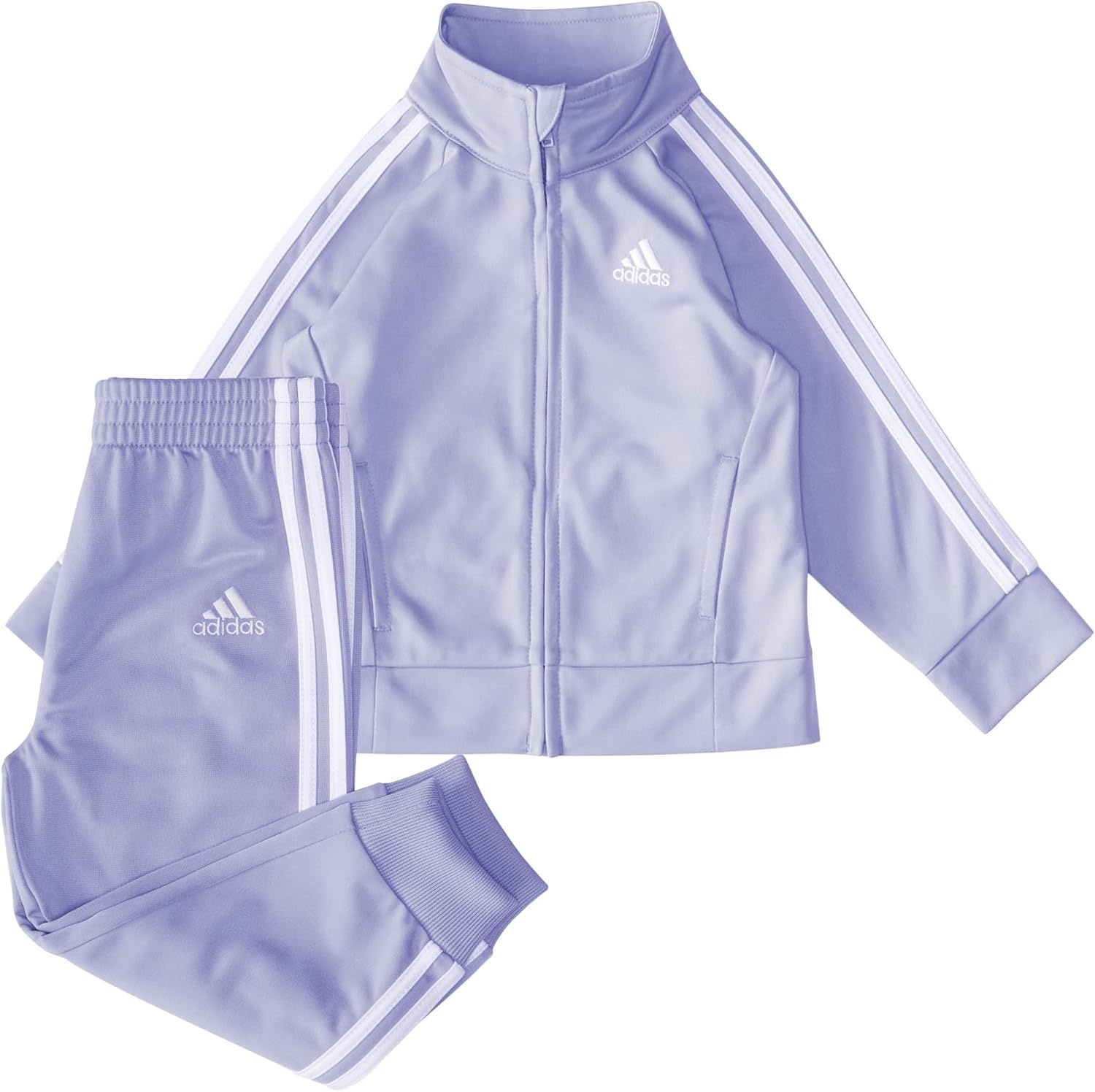 image:imageadidas Little Girls Zip Front Classic Tricot Jacket and Joggers SetViolet Tone