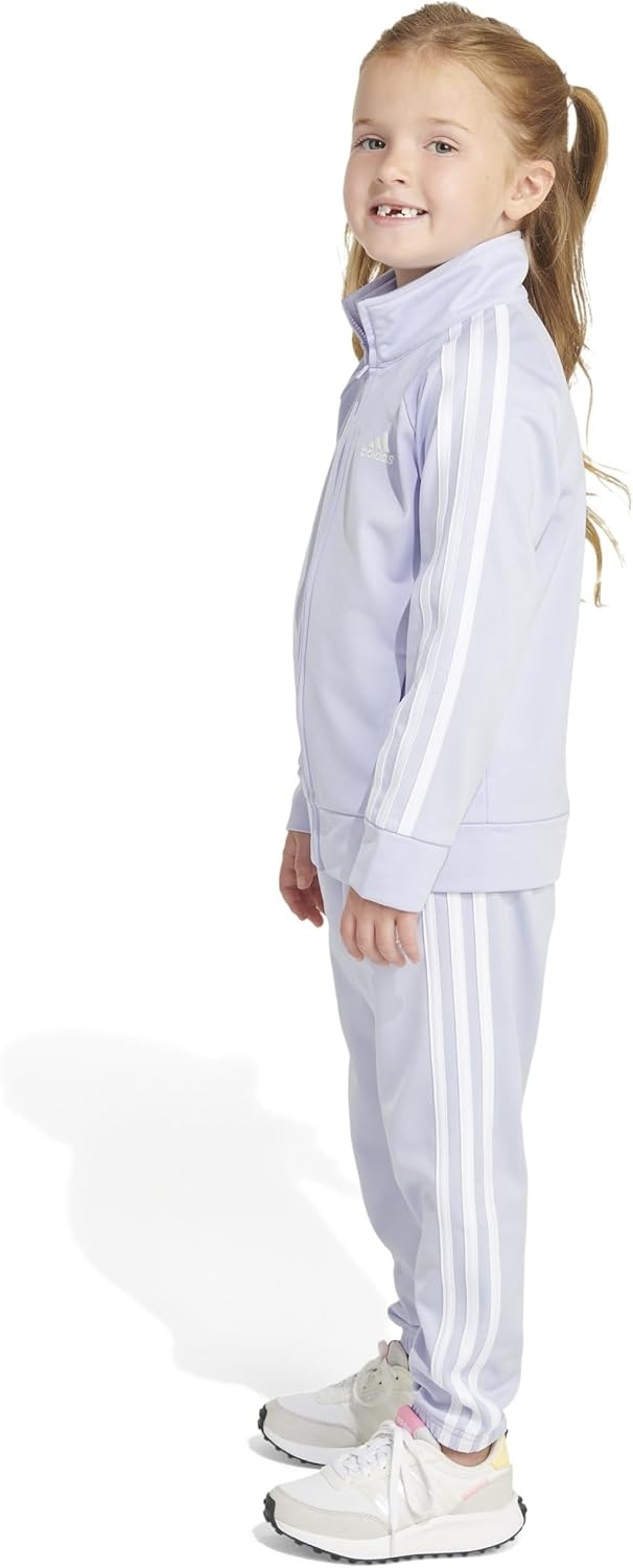image:imageadidas Little Girls Zip Front Classic Tricot Jacket and Joggers SetViolet Tone Purple