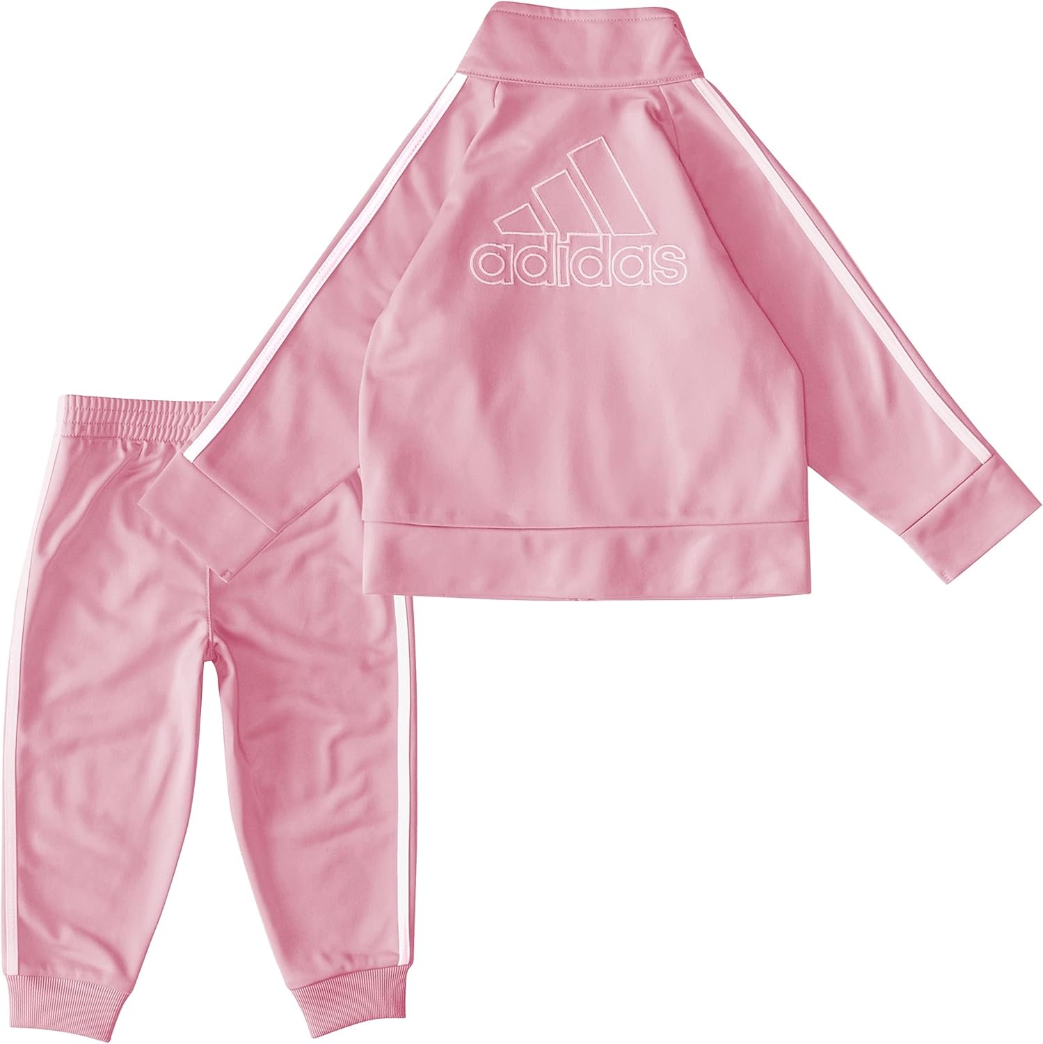 image:imageadidas Little Girls Zip Front Classic Tricot Jacket and Joggers SetWhite Multi
