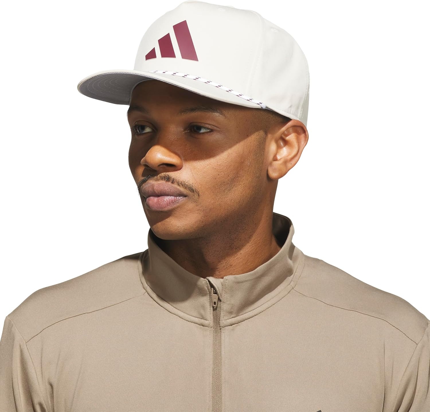 image:imageadidas Mens Midrange Hat Athletic Structured Snapback CapCrystal Linen BeigeMaroonWhite2