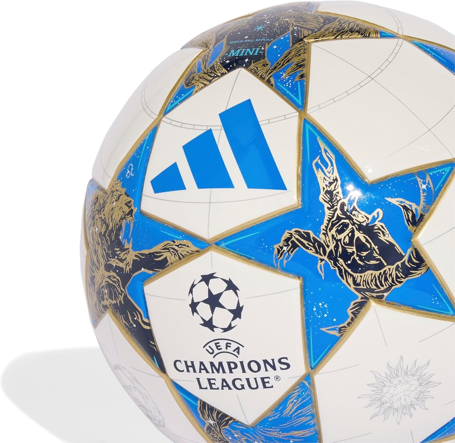 image:imageadidas Messi Mini Soccer BallWhiteDark BluePantoneGold MetallicUEFA Champions League
