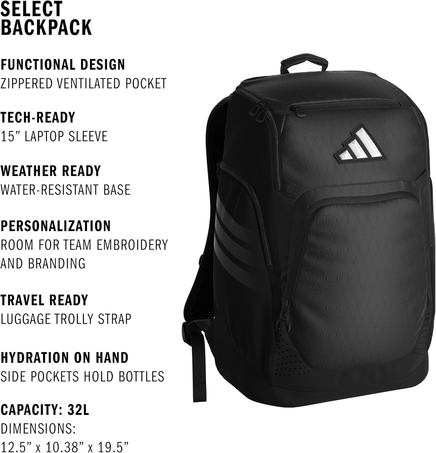 image:imageadidas Select Basketball Backpack for Practice Gym and Travel 32LBlack