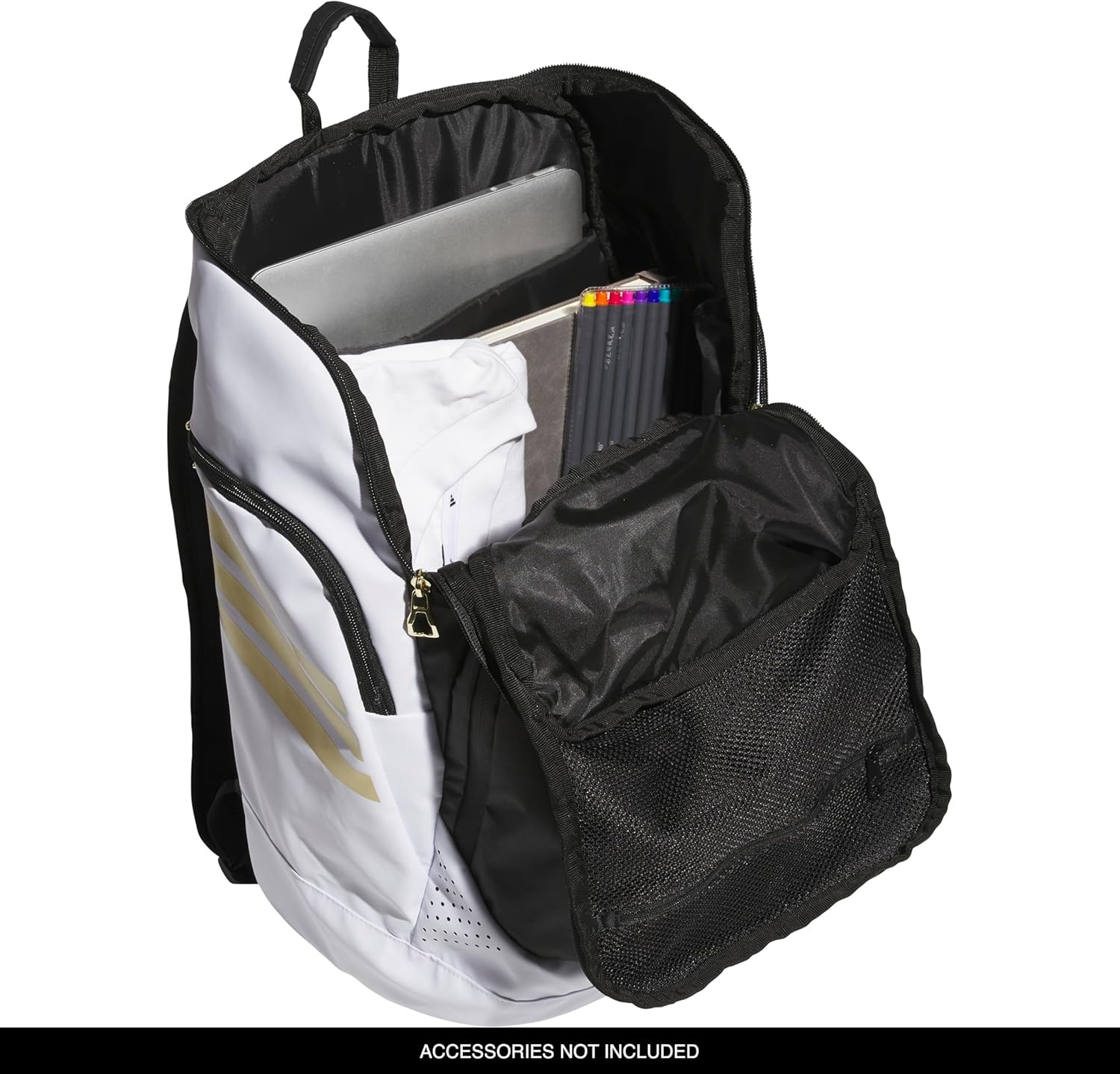 image:imageadidas Select Basketball Backpack for Practice Gym and Travel 32LWhiteBlackGold Metallic