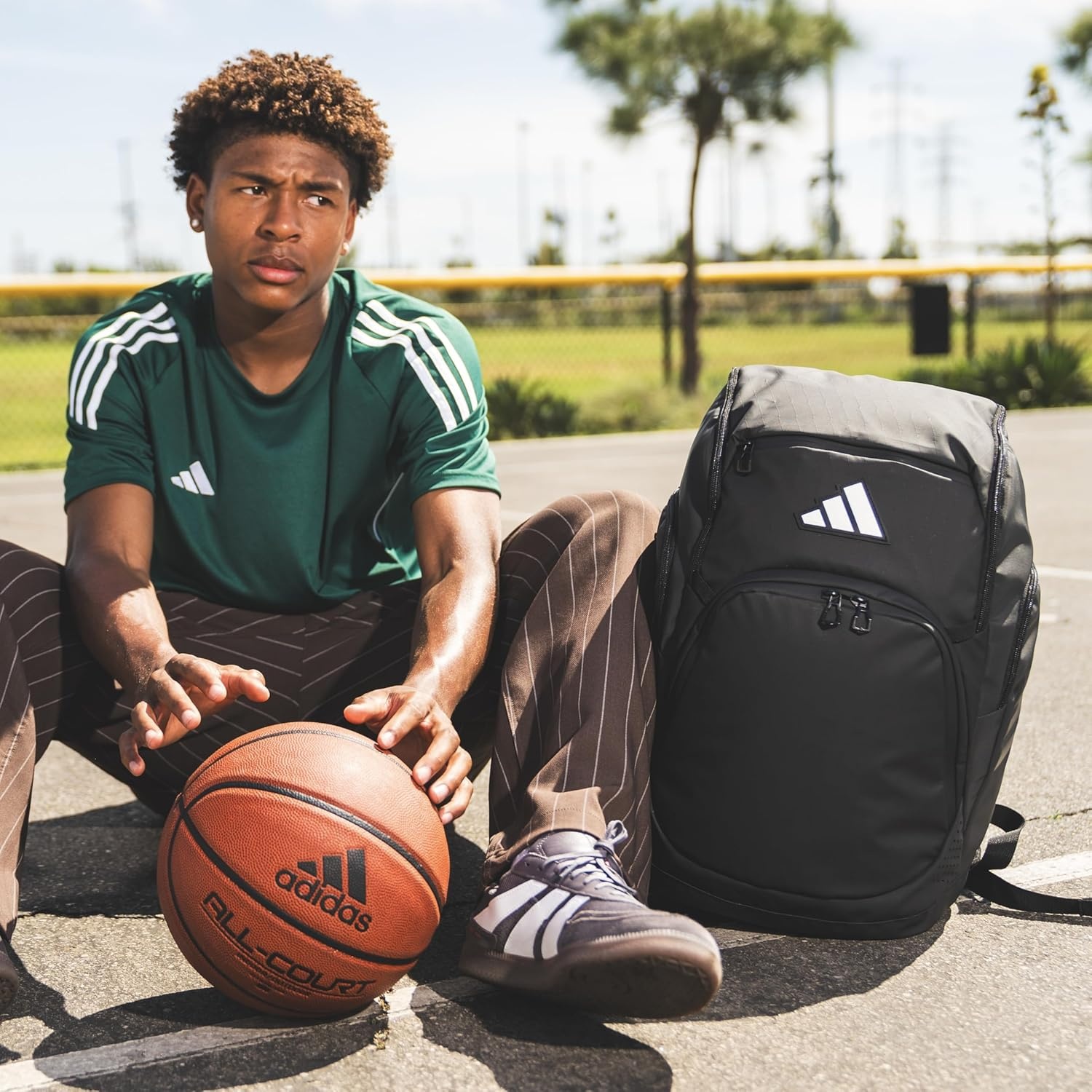image:imageadidas Select Basketball Backpack for Practice Gym and Travel 32LWhiteBlackGold Metallic