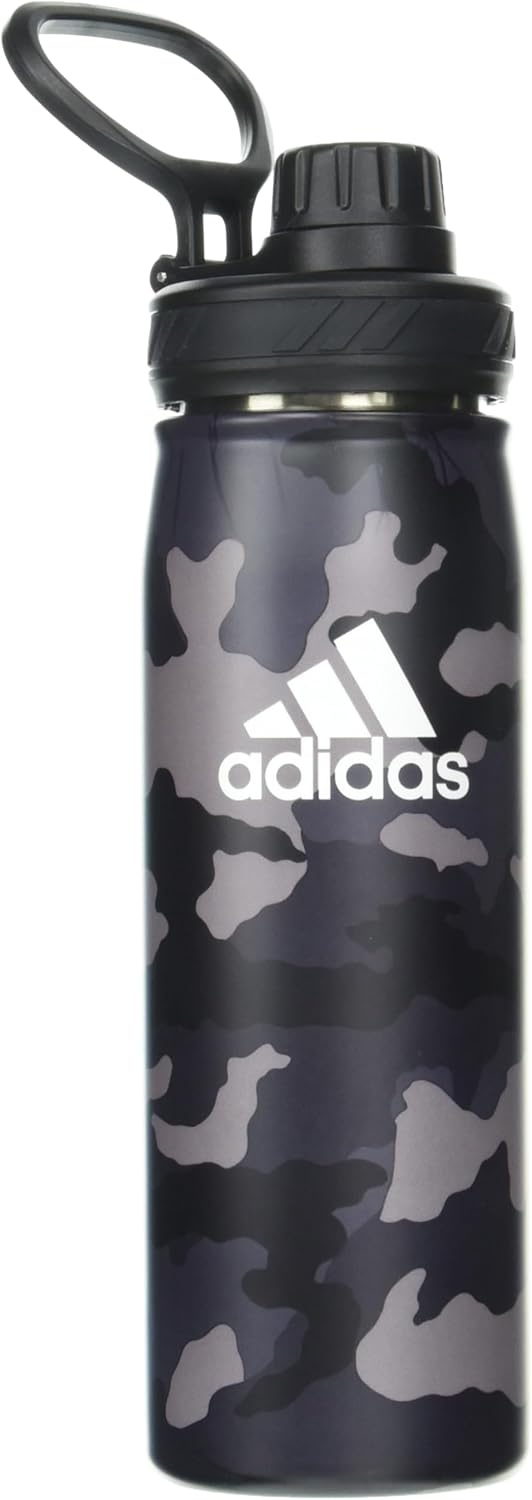 image:imageadidas Stainless Steel Metal Water Bottle 20 oz 600 mL Screw CapCamouflage CarbonBlackWhite