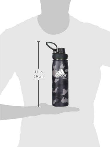image:imageadidas Stainless Steel Metal Water Bottle 20 oz 600 mL Screw CapCamouflage CarbonBlackWhite
