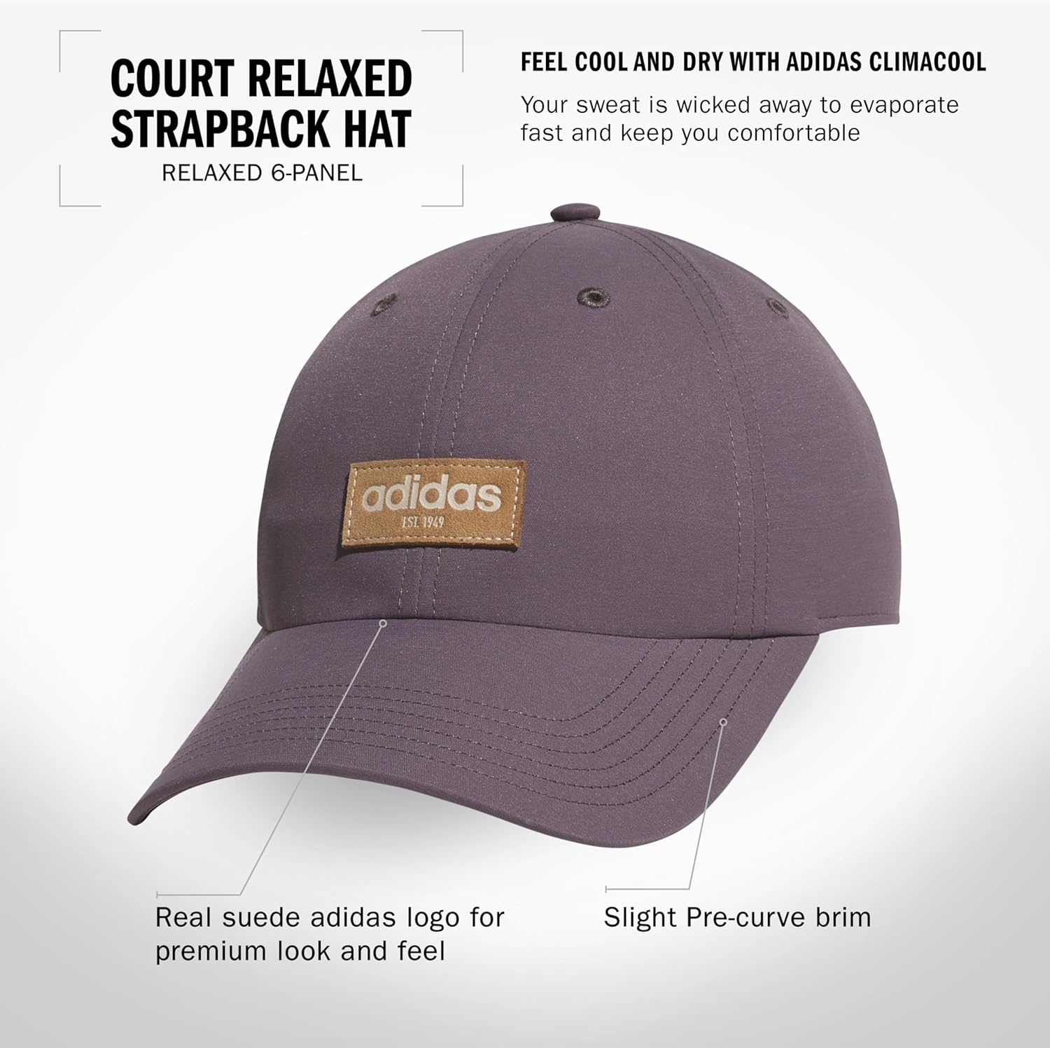 image:imageadidas Unisex Adult Court Relaxed Fit Strapback HatGrey StrataClear Brown