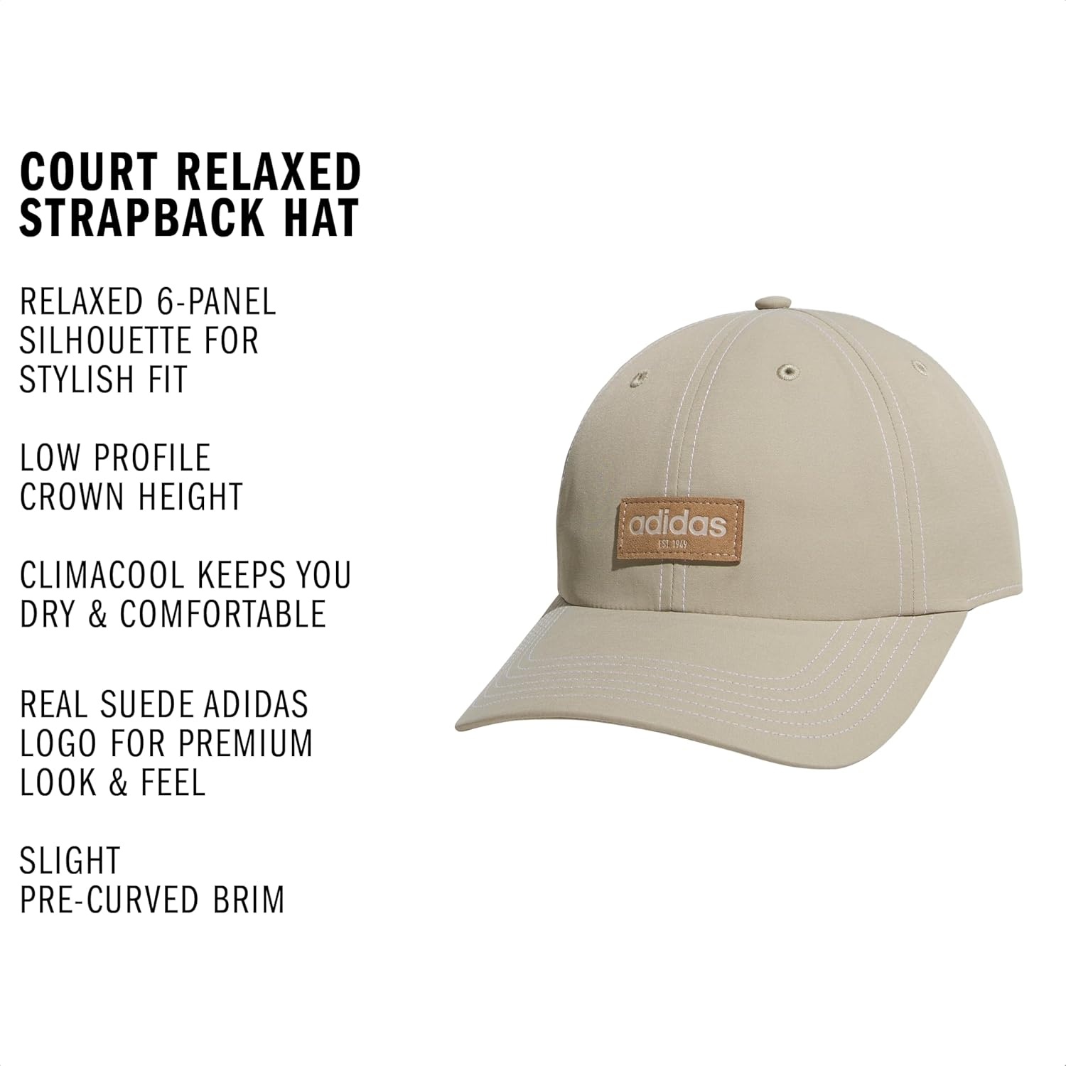 image:imageadidas Unisex Adult Court Relaxed Fit Strapback HatWonder Cargo KhakiCardboard BrownClear Brown