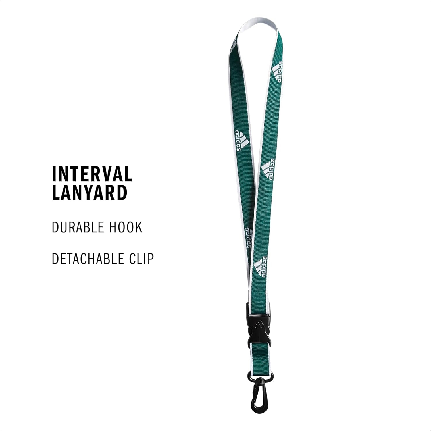 image:imageadidas Unisex Adult Lanyard for Keys ID Badge Holder Keychain with Breakaway Buckle1Team Dark GreenWhite