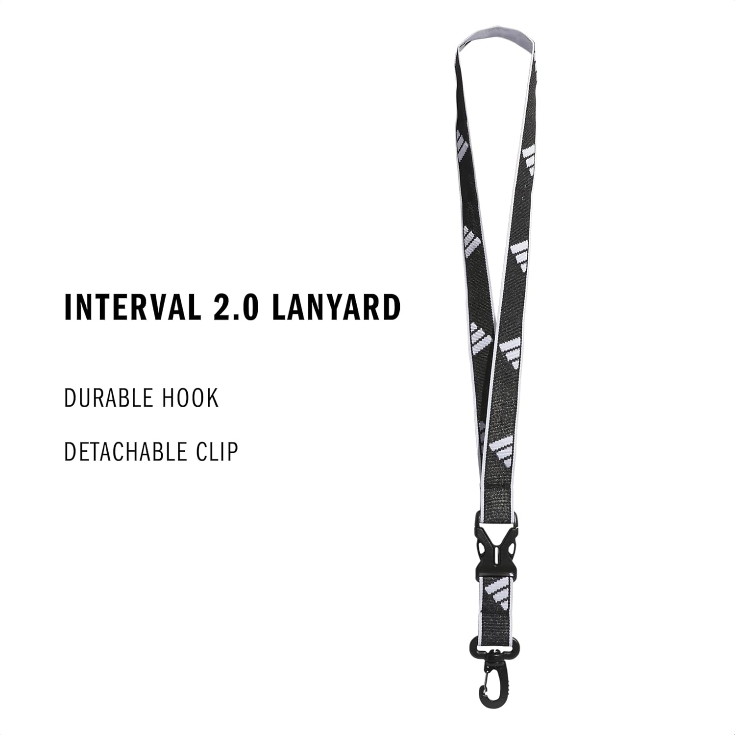 image:imageadidas Unisex Adult Lanyard for Keys ID Badge Holder Keychain with Breakaway Buckle2BlackWhite